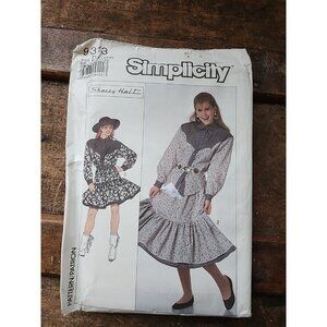 Simplicity #9313 Sherry Halt Western Shirt Prairie Skirt Sz 4-6-8 UNCUT 1989
